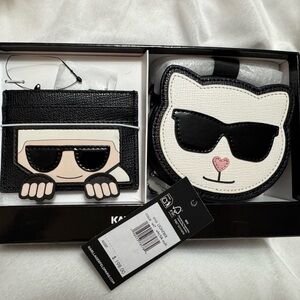 Karl Lagerfeld NWT Black and White Cat Bag Set